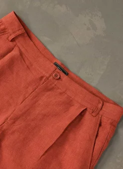 Percival Shorts|Suit Shorts^Pleated Linen Shorts Rust