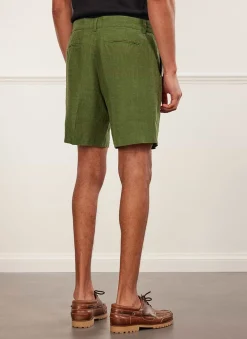 Percival Shorts|Suit Shorts^Pleated Linen Shorts Forest