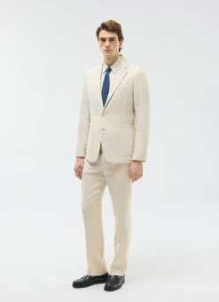 Percival Linen Trousers|Race Day Suits^Pleated Tailored Trousers Cream