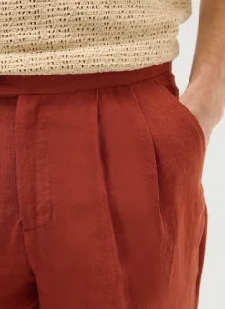 Percival Linen Trousers|Race Day Suits^Pleated Tailored Trousers Rust