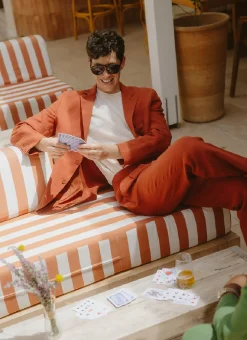 Percival Linen Trousers|Race Day Suits^Pleated Tailored Trousers Rust