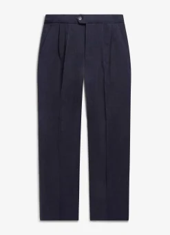 Percival Straight Leg Trousers|Work Suits^Pleated Tailored Trousers Navy