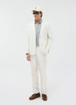 Percival Straight Leg Trousers|Work Suits^Pleated Tailored Trousers White