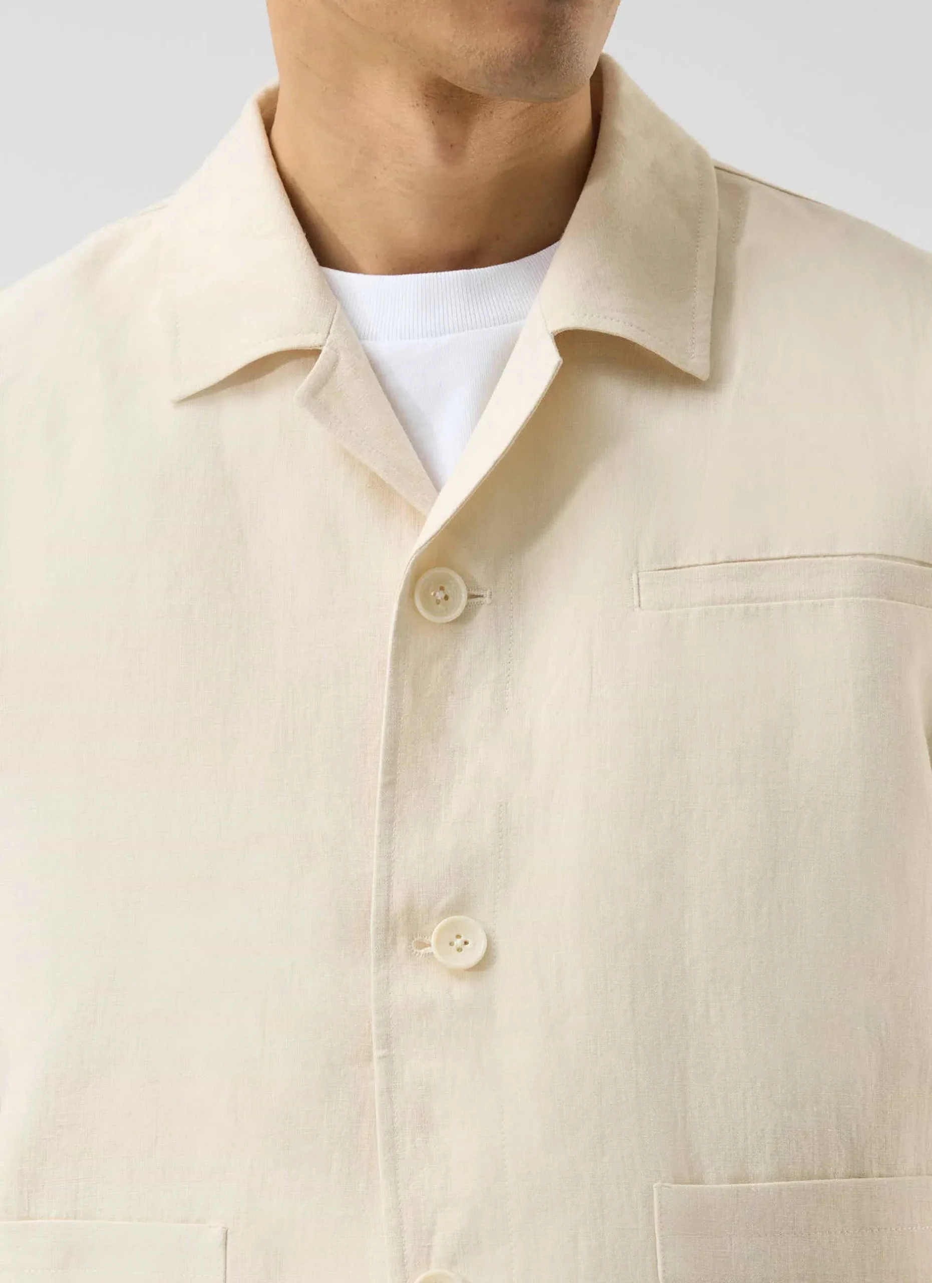 Percival Long Sleeve Shirts|Linen Shirts^Relaxed Linen Overshirt Cream