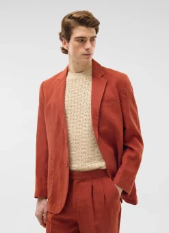 Percival Linen Blazers & Jackets|Race Day Suits^Relaxed Tailored Linen Blazer Rust