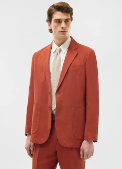 Percival Linen Blazers & Jackets|Race Day Suits^Relaxed Tailored Linen Blazer Rust