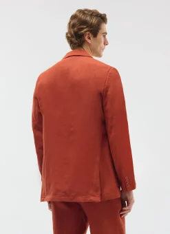 Percival Linen Blazers & Jackets|Race Day Suits^Relaxed Tailored Linen Blazer Rust
