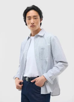 Percival Long Sleeve Shirts|Boxy Shirts^Seersucker Stripe Pearce Shirt Grey