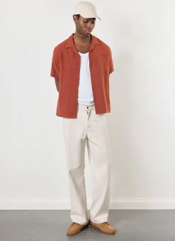 Percival Linen Shirts|Linen Shirts^Short Sleeve Cuban Shirt Rust