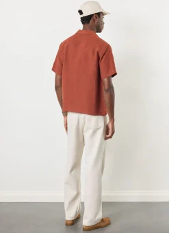 Percival Linen Shirts|Linen Shirts^Short Sleeve Cuban Shirt Rust