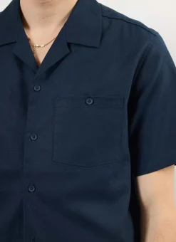 Percival Short Sleeve Shirts|Cuban Collared Shirts^Short Sleeve Cuban Shirt Navy