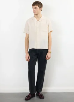 Percival Short Sleeve Shirts|Linen Shirts^Short Sleeve Cuban Shirt Cream