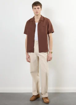 Percival Short Sleeve Shirts|Cuban Collared Shirts^Short Sleeve Cuban Shirt Brown