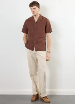 Percival Short Sleeve Shirts|Cuban Collared Shirts^Short Sleeve Cuban Shirt Brown