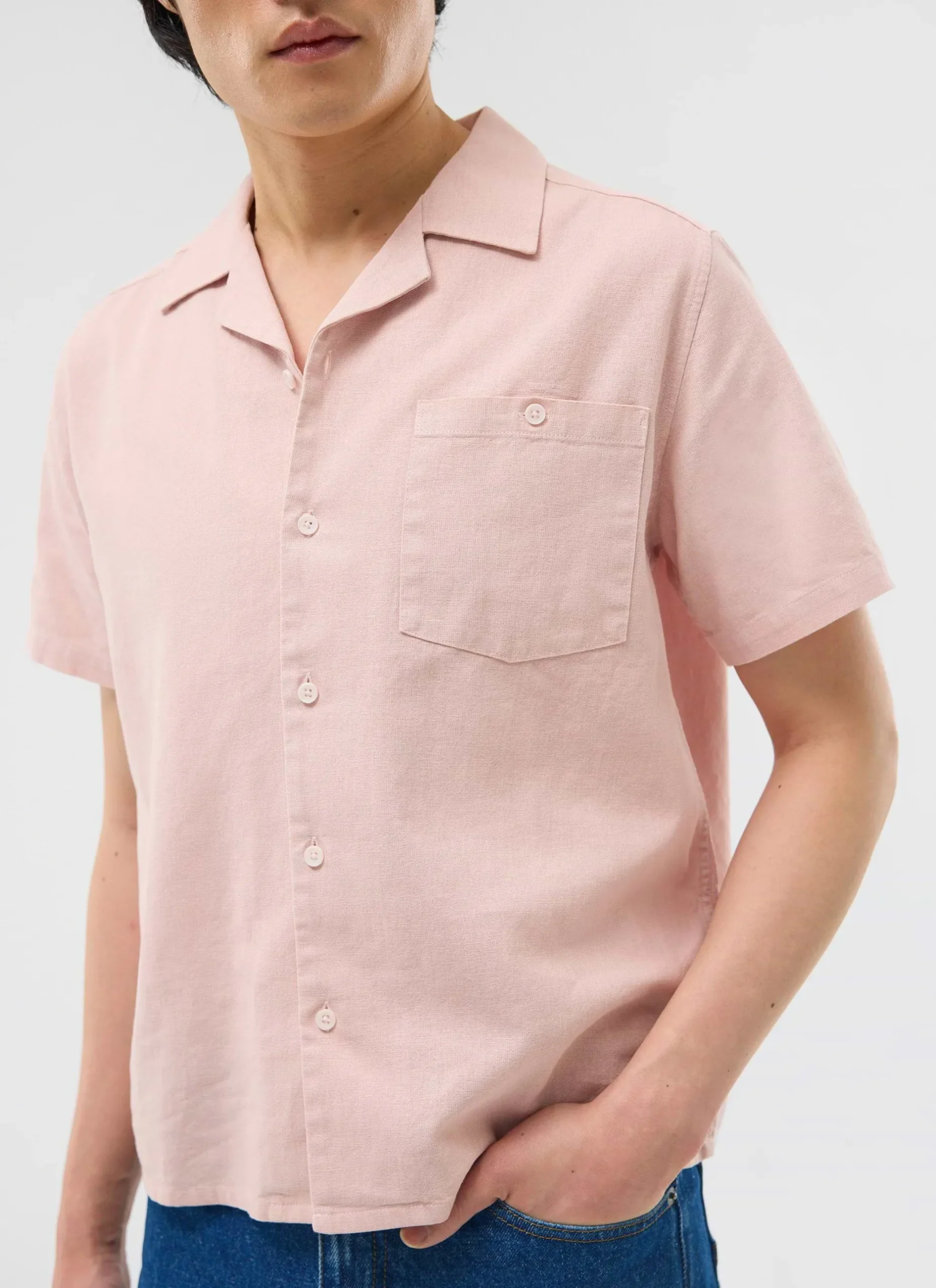 Percival Short Sleeve Shirts|Linen Shirts^Short Sleeve Cuban Shirt Dusty Pink