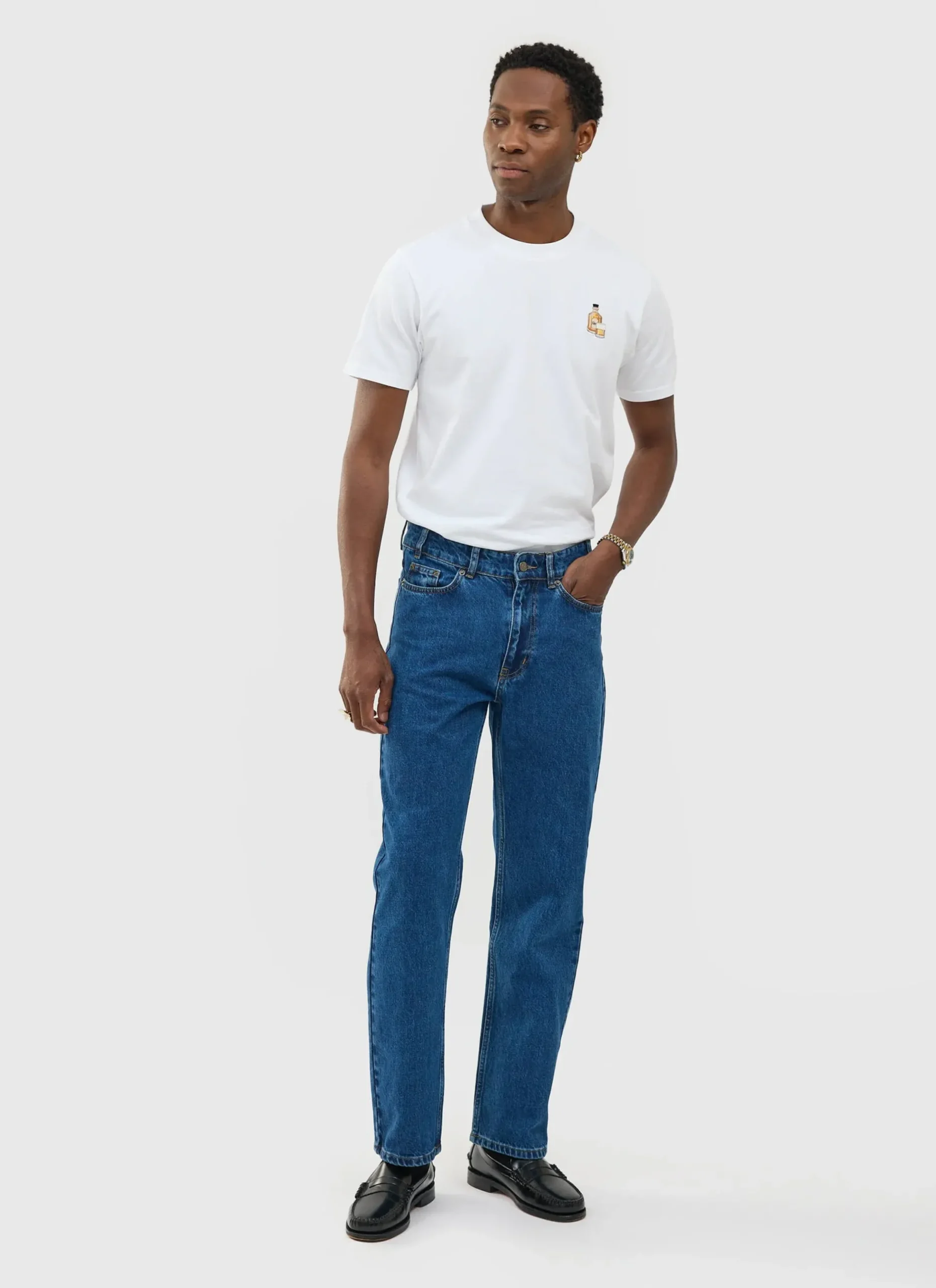 Percival Straight Leg Trousers|Straight Leg Jeans^Straight Leg Denim Jeans Mid Wash Blue