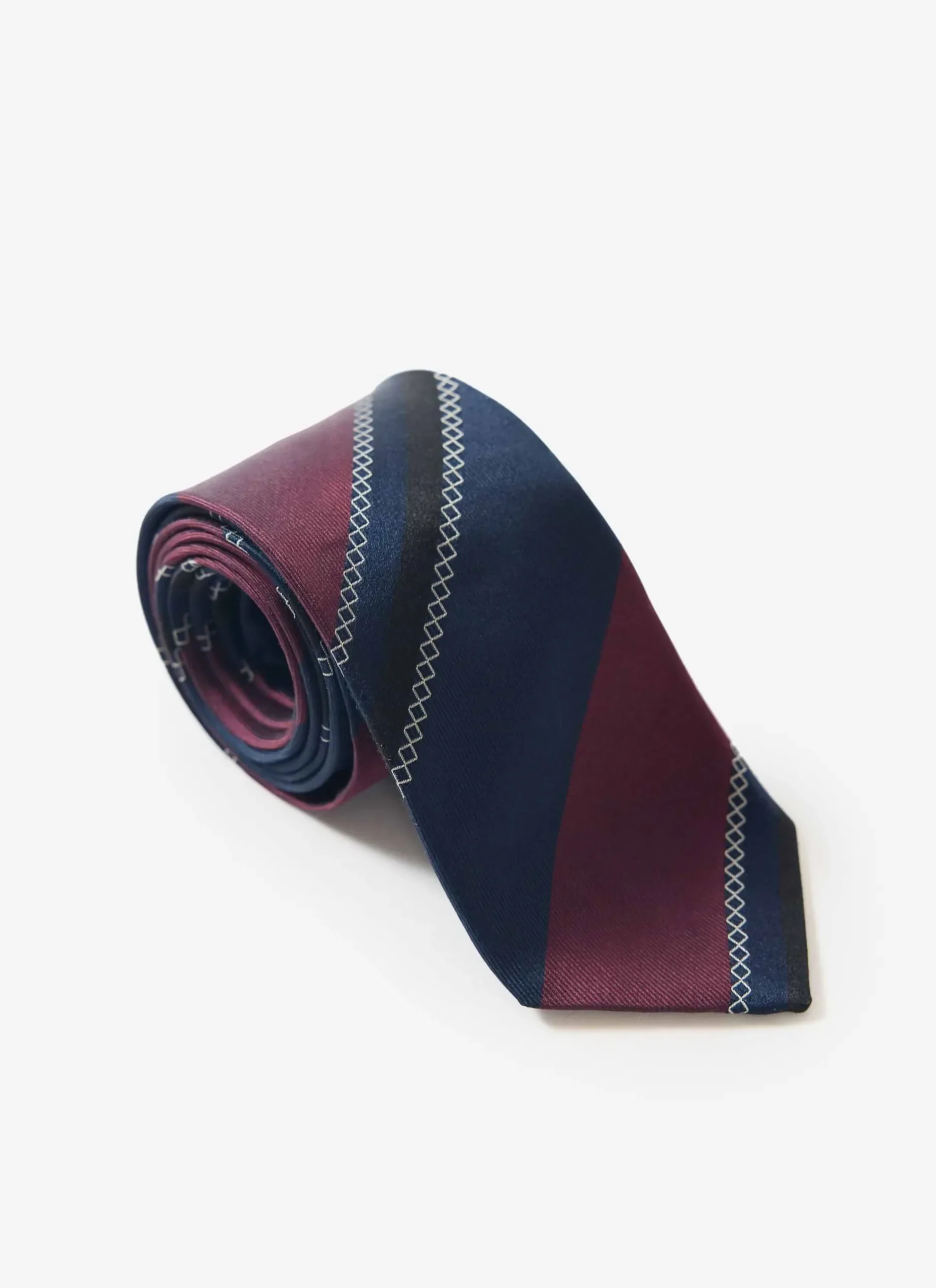 Percival Ties|Ties^Stripe Cross Stitch Tie Burgundy
