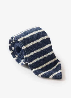 Percival Tailored Suits & Ties|Ties^Stripe Linen Tie Navy Marl