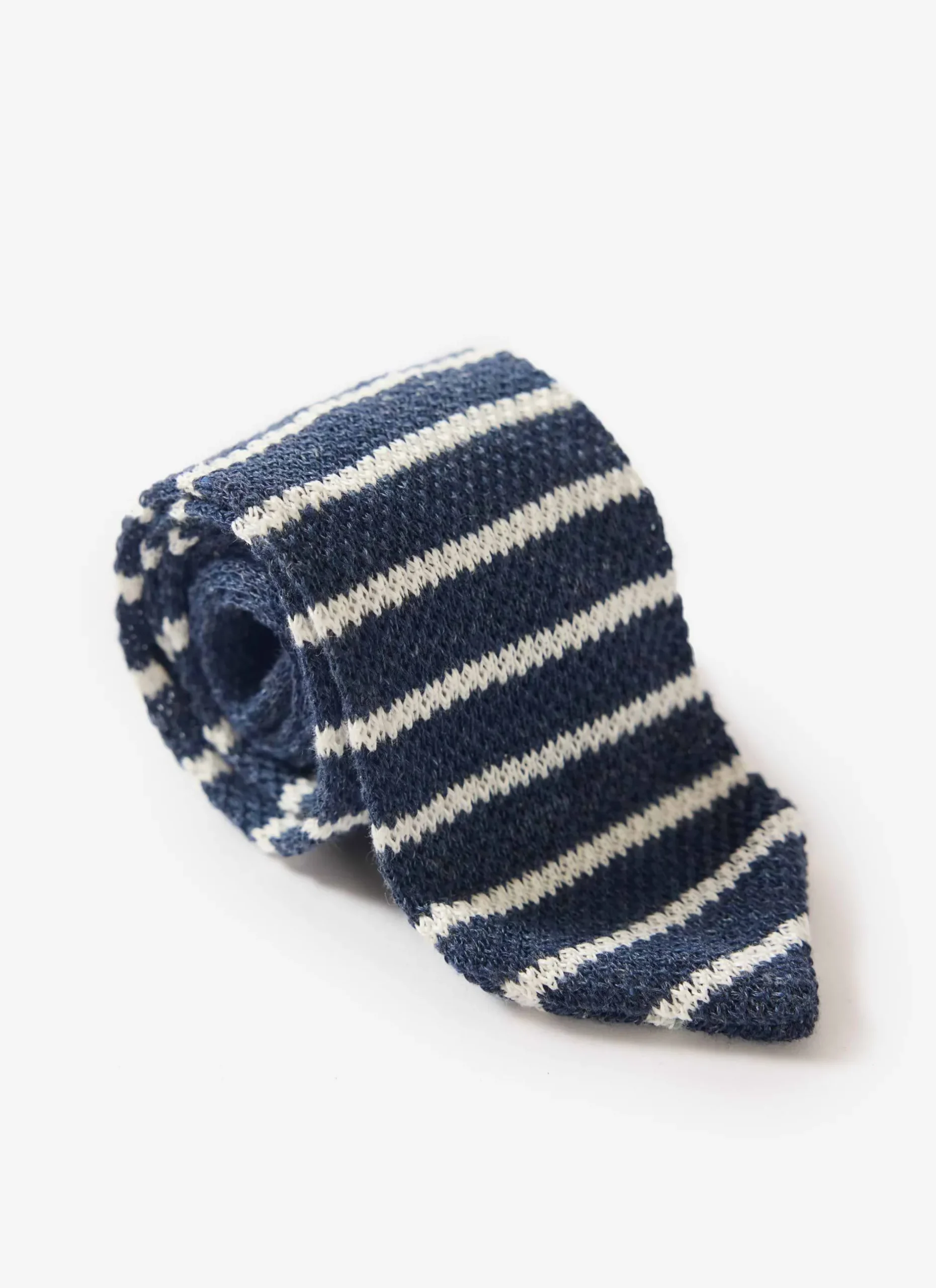 Percival Tailored Suits & Ties|Ties^Stripe Linen Tie Navy Marl