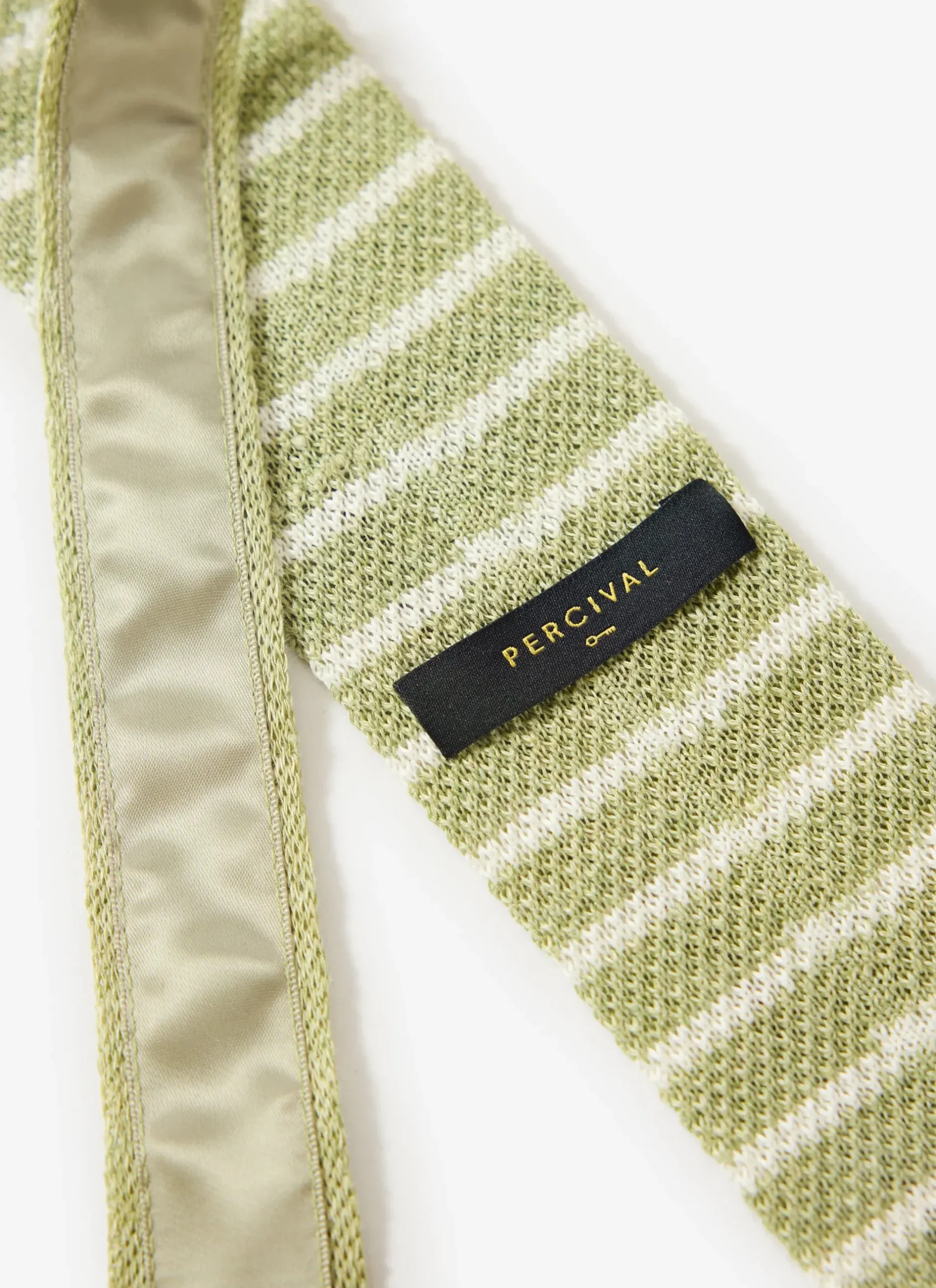 Percival Ties|Ties^Stripe Linen Tie Sage Marl