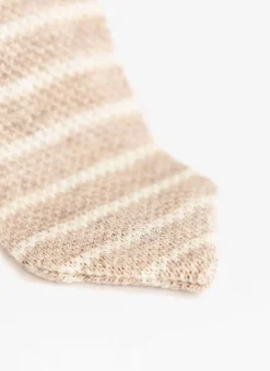 Percival Ties|Ties^Stripe Linen Tie Natural Marl