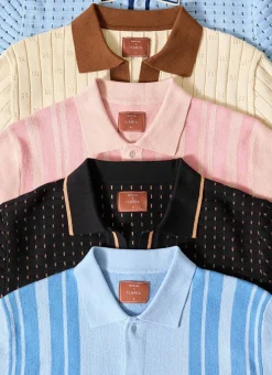 Percival Short Sleeve Shirts|Knitted Shirts^Striped Knitted Shirt Pink