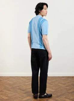Percival Short Sleeve Shirts|Knitted Shirts^Striped Knitted Shirt Blue