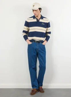 Percival Polo Shirts|Polo Shirts^Striped Polo Navy