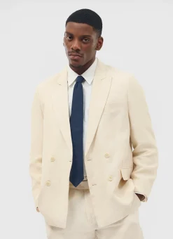 Percival Linen Blazers & Jackets|Race Day Suits^Tailored Double Breasted Blazer Cream
