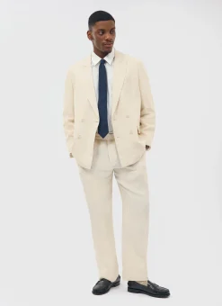 Percival Linen Blazers & Jackets|Race Day Suits^Tailored Double Breasted Blazer Cream
