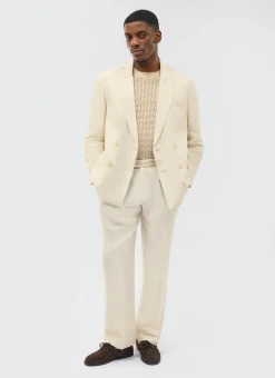 Percival Linen Blazers & Jackets|Race Day Suits^Tailored Double Breasted Blazer Cream