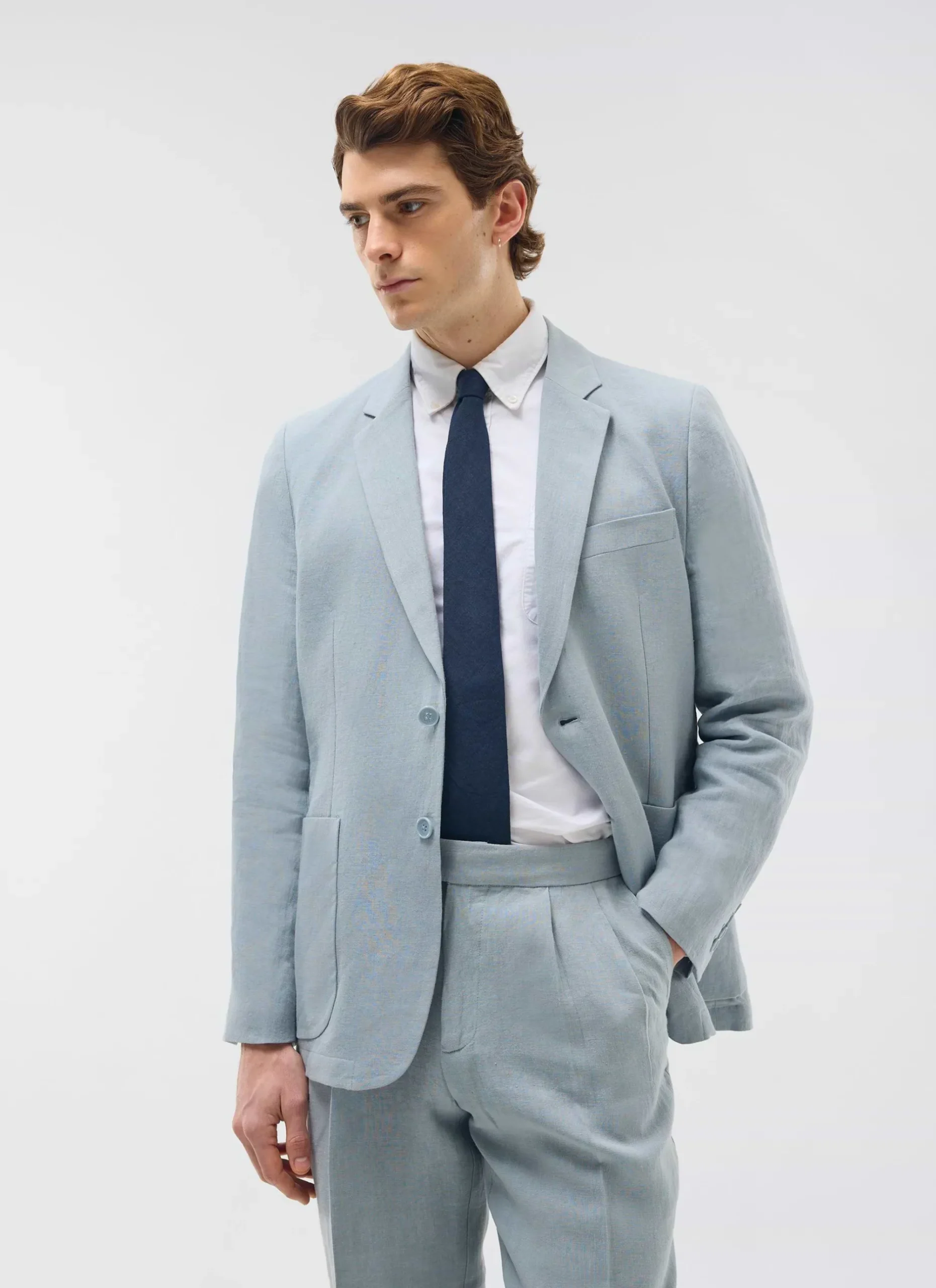 Percival Linen Blazers & Jackets|Race Day Suits^Tailored Linen Blazer Light Blue