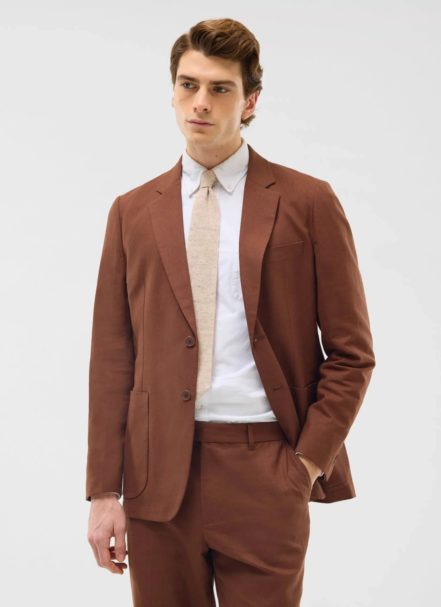 Percival Linen Blazers & Jackets|Race Day Suits^Tailored Linen Blazer Brown