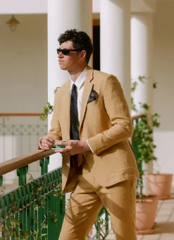 Percival Linen Trousers|Suit Trousers^Tailored Linen Trousers Camel