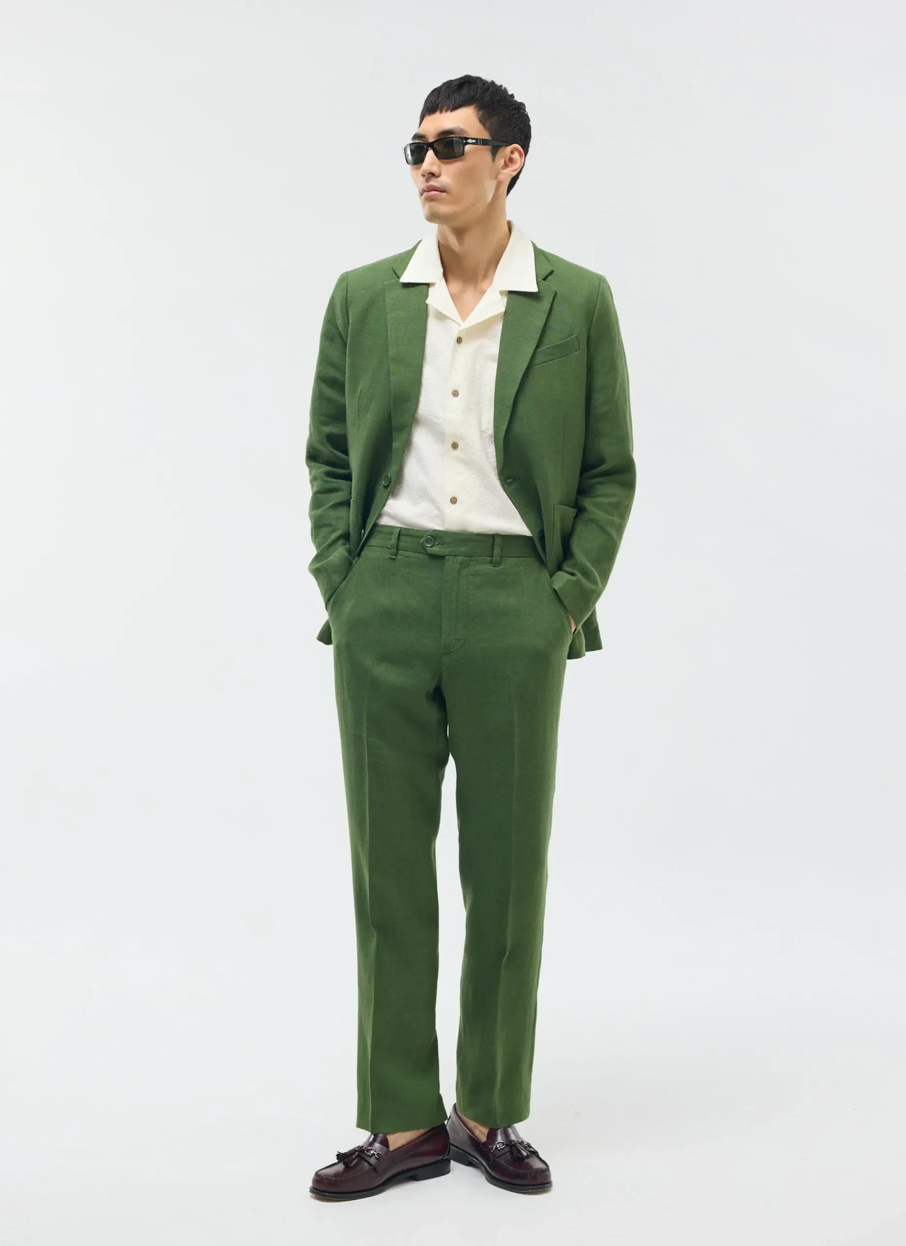 Percival Linen Suits|Linen Suits^Tailored Linen Trousers Forest