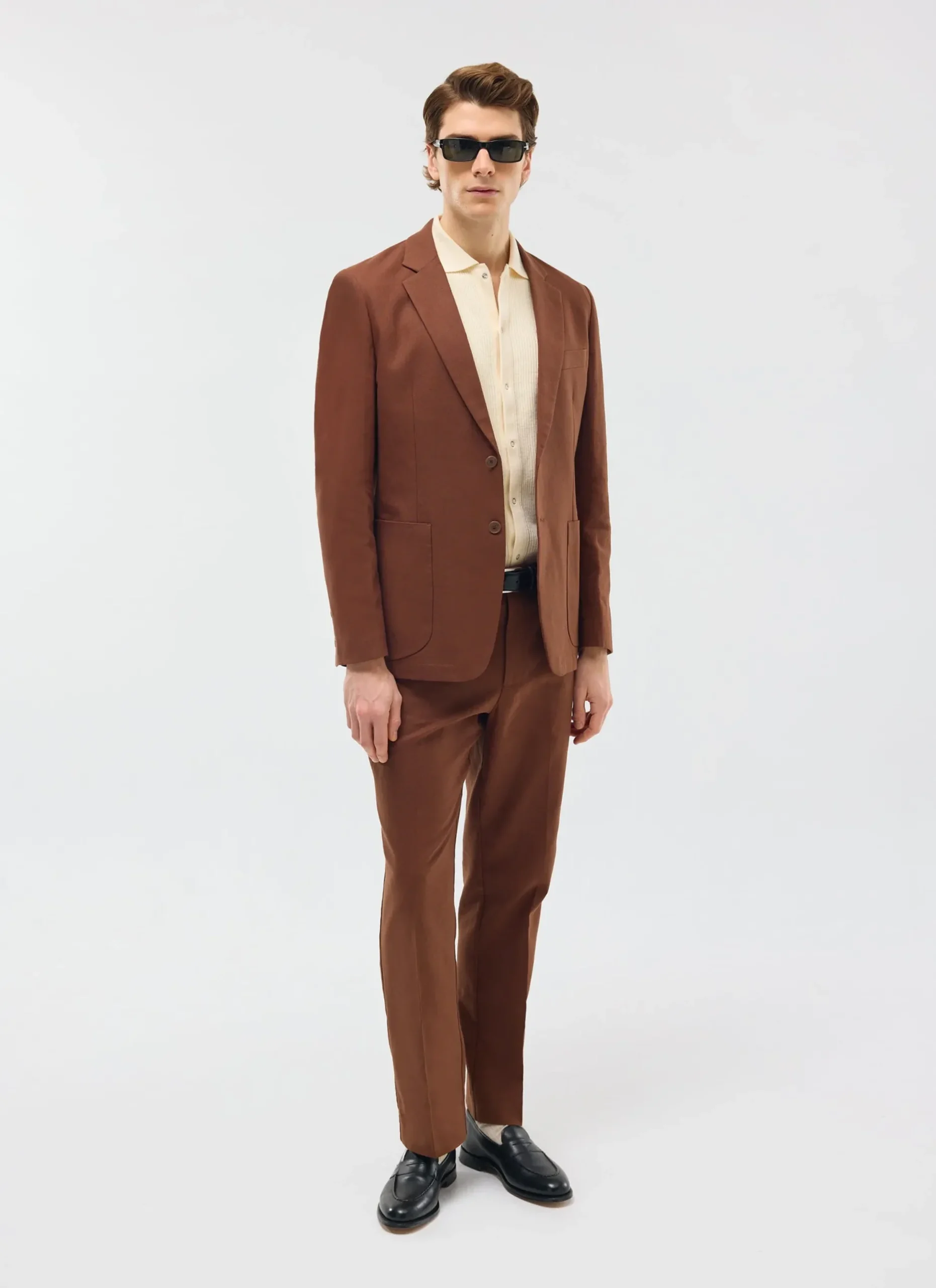 Percival Straight Leg Trousers|Linen Trousers^Tailored Linen Trousers Brown