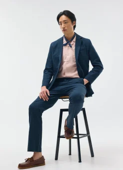 Percival Straight Leg Trousers|Seersucker Suits^Tailored Seersucker Trousers Navy