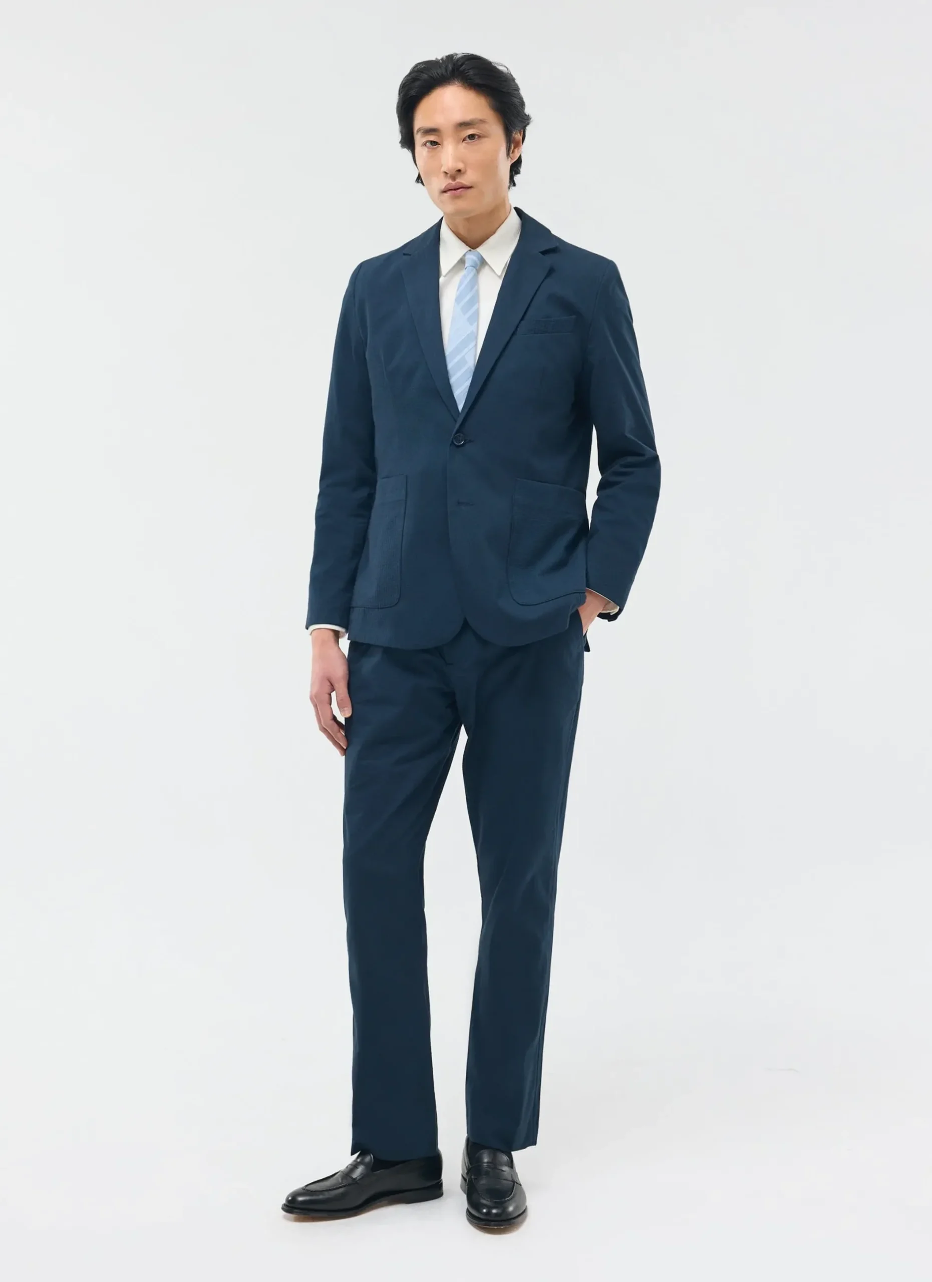 Percival Straight Leg Trousers|Seersucker Suits^Tailored Seersucker Trousers Navy