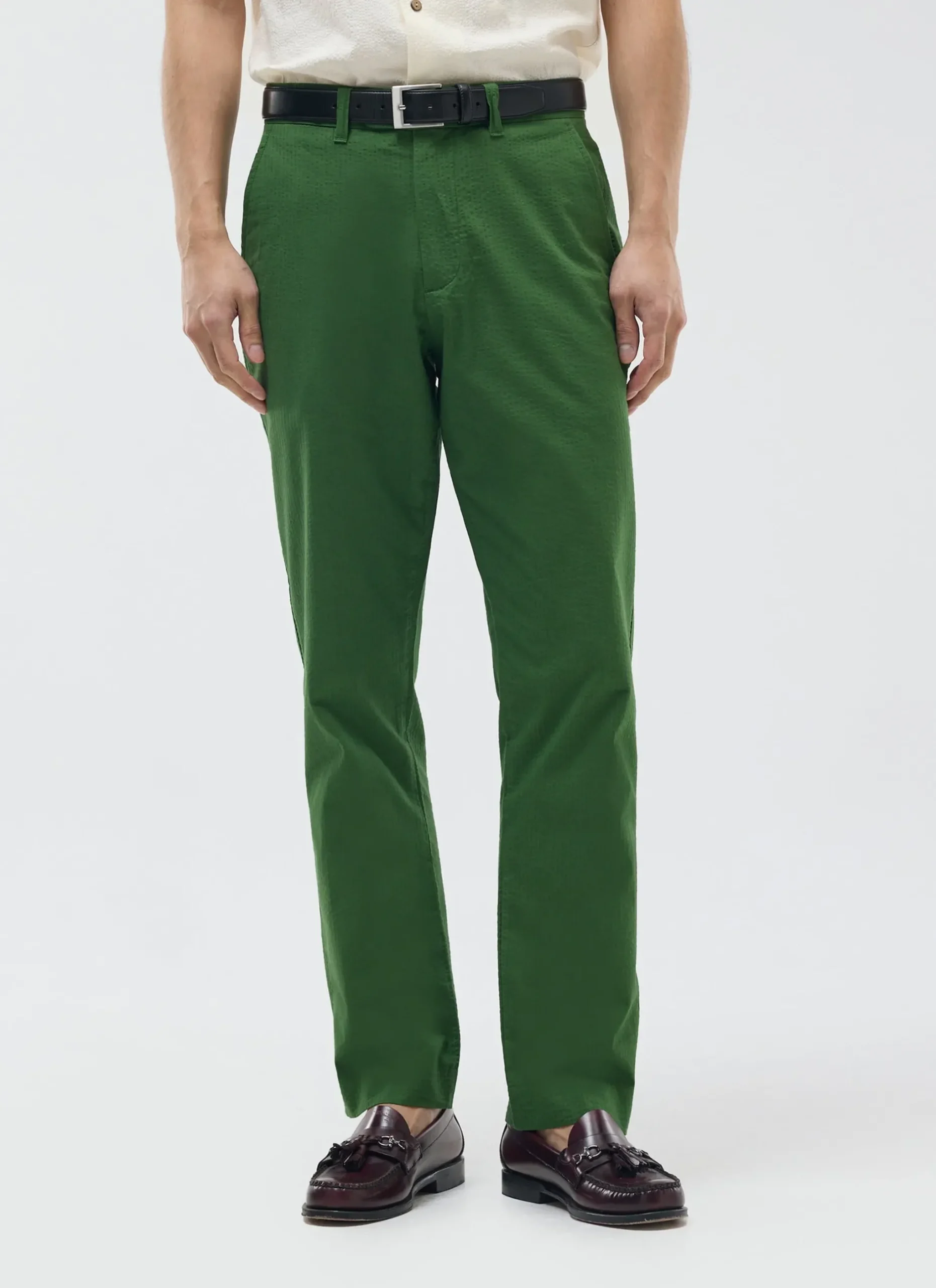Percival Straight Leg Trousers|Seersucker Suits^Tailored Seersucker Trousers Forest