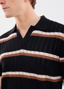 Percival Short Sleeve Shirts|Polo Shirts^Tessaro Knitted Stripe Polo Black