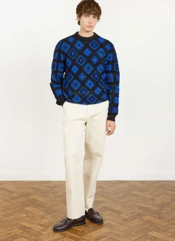 Percival Jumpers & Sweaters^Verso Crochet Knitted Crew Neck Jumper Indigo