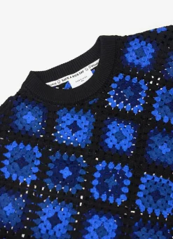 Percival Jumpers & Sweaters^Verso Crochet Knitted Crew Neck Jumper Indigo