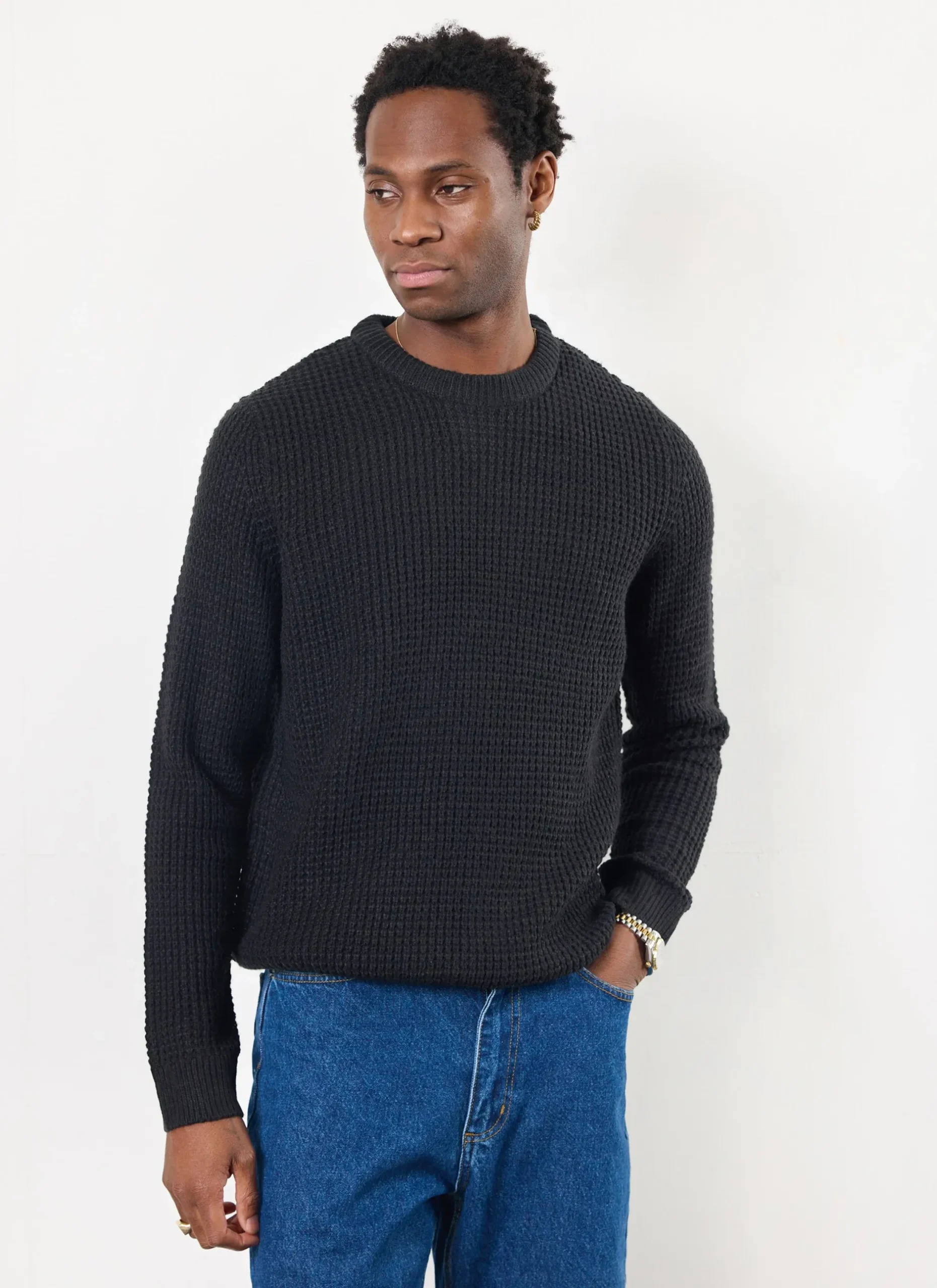 Percival Jumpers & Sweaters^Waffle Jumper Black