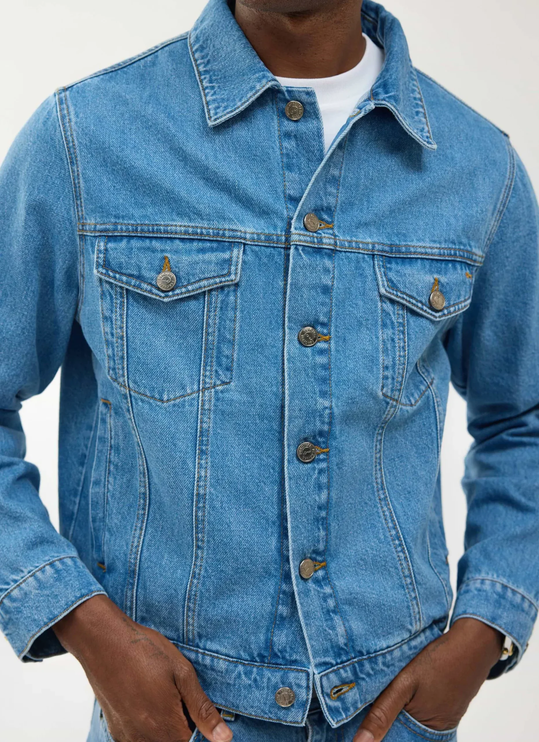 Percival Jackets|Denim Jackets^Western Trucker Jacket Light Wash Blue