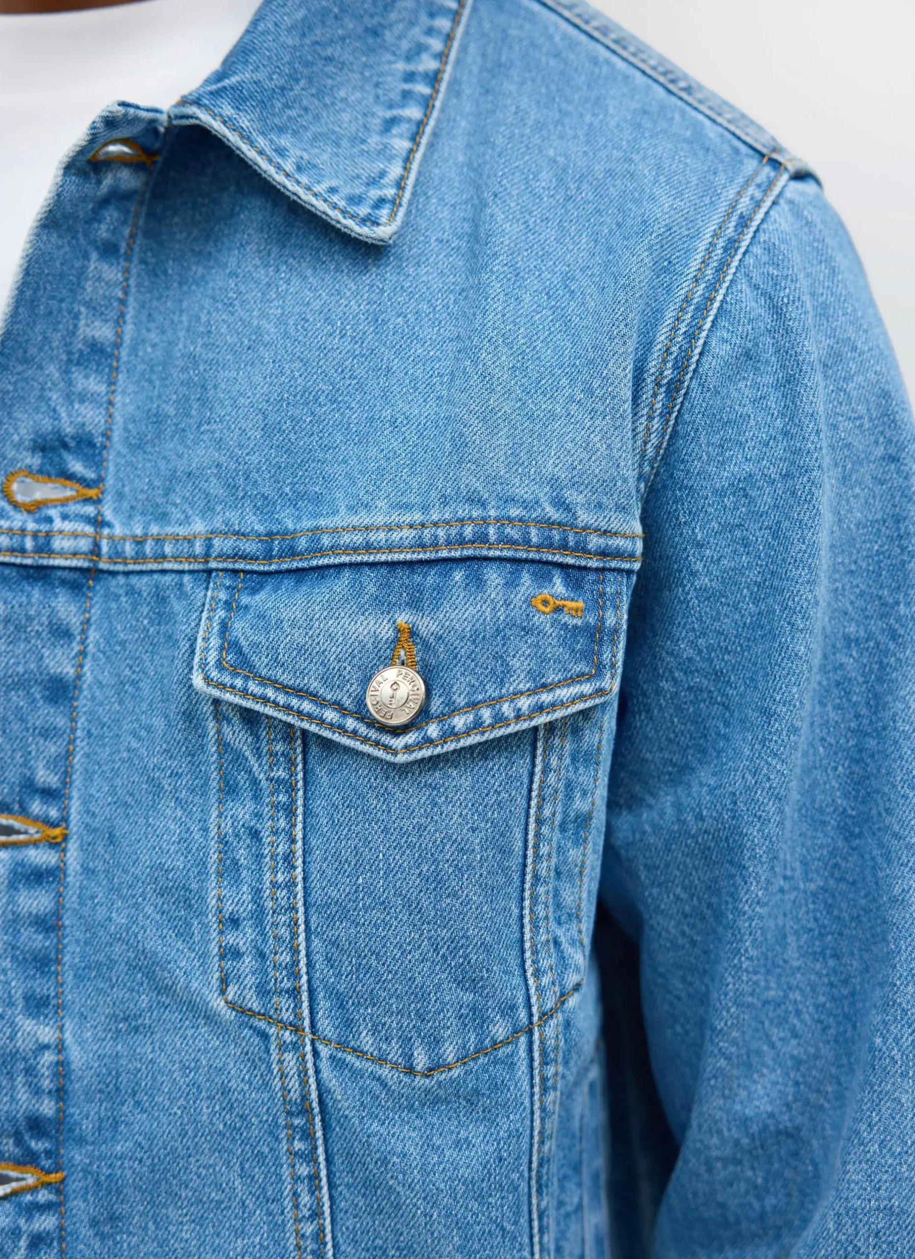 Percival Jackets|Denim Jackets^Western Trucker Jacket Light Wash Blue