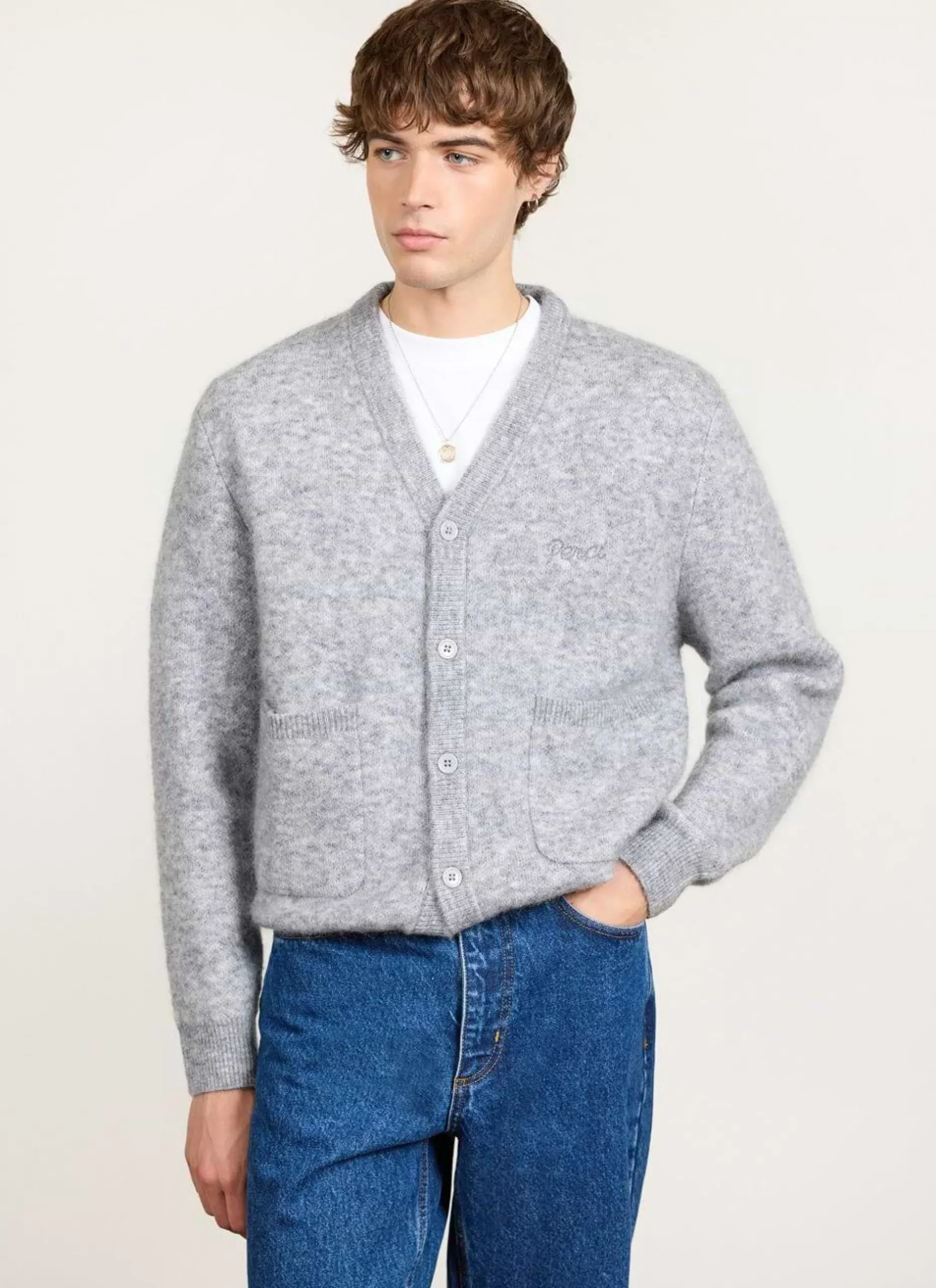 Percival Cardigans^White Glove Knitted Cardigan Grey