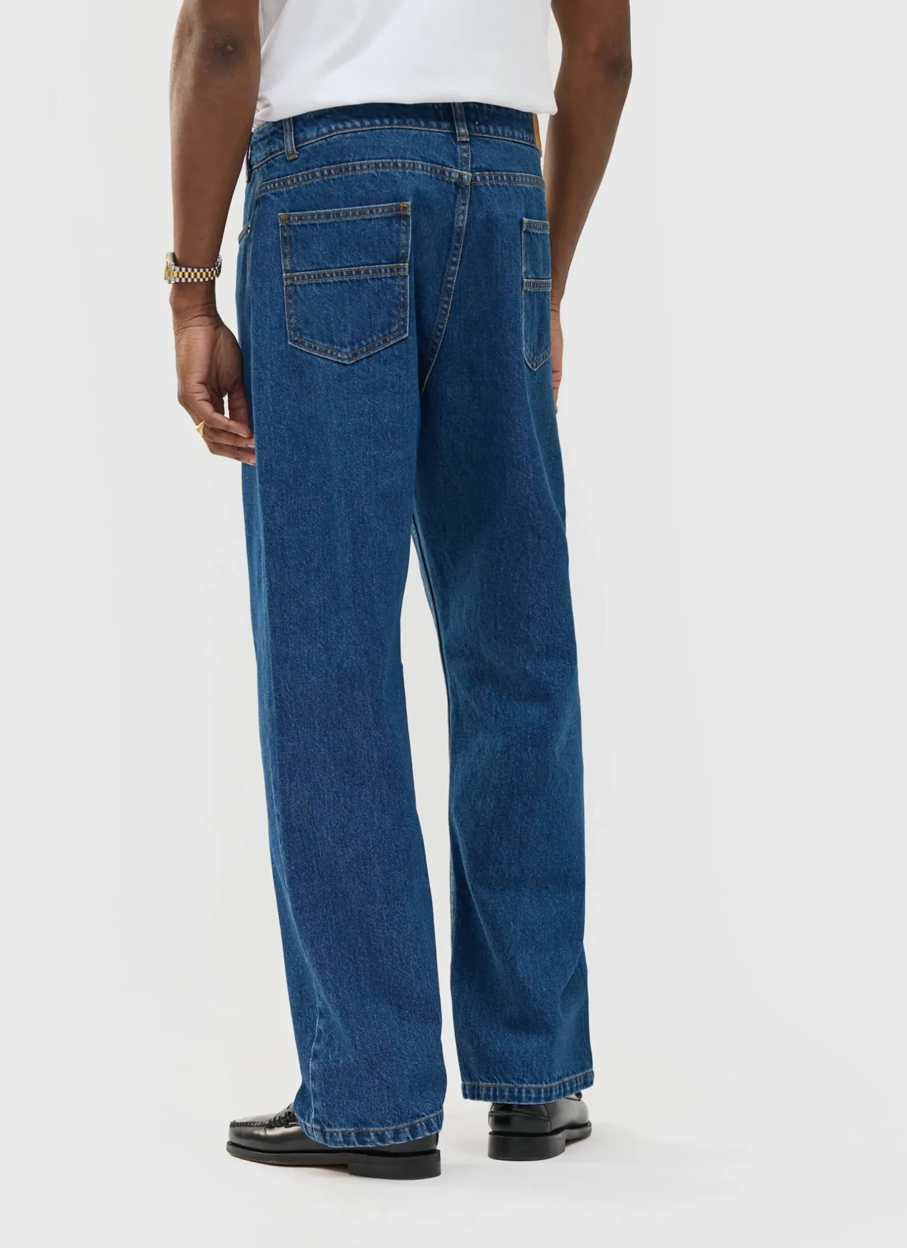 Percival Straight Leg Trousers|Straight Leg Jeans^Wide Leg Denim Jeans Mid Wash Blue