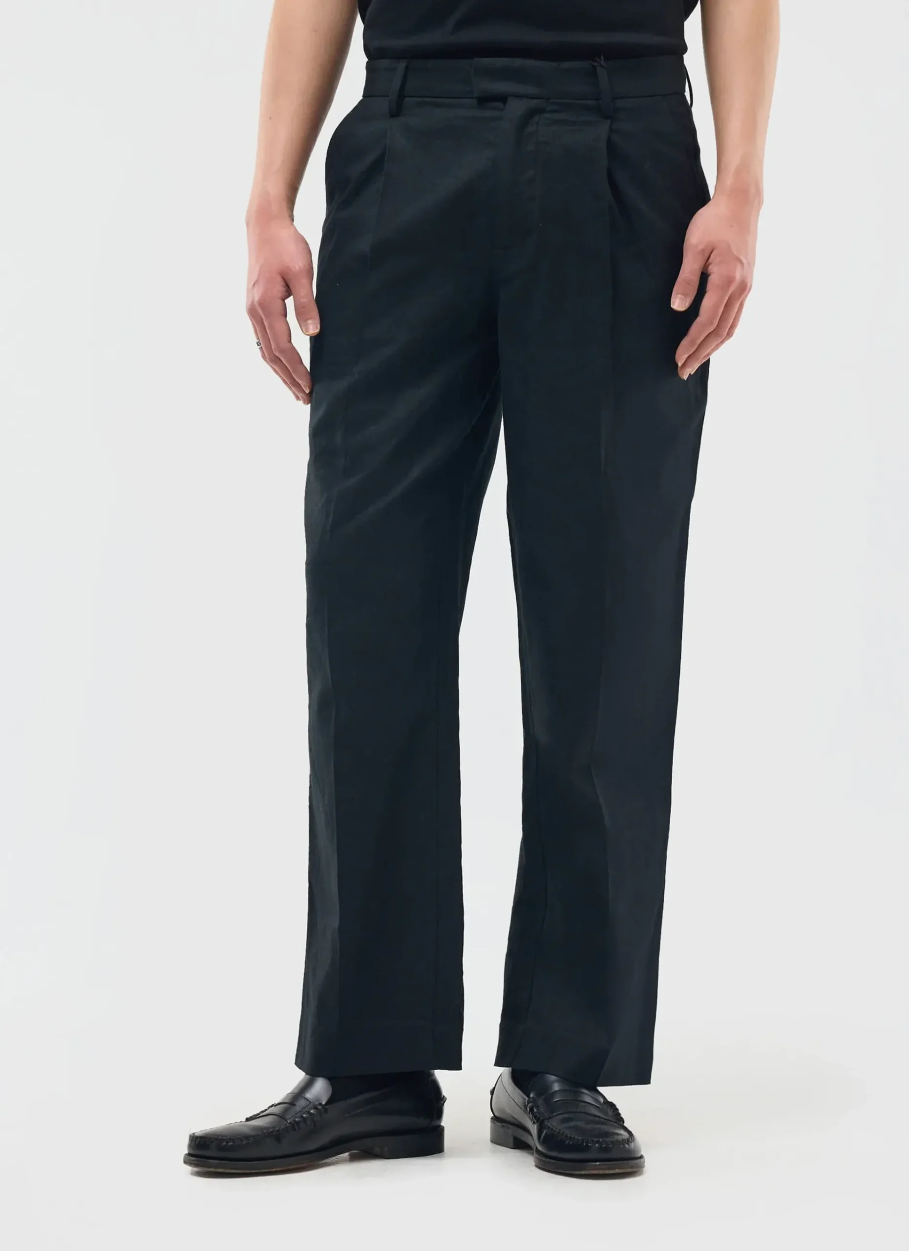 Percival Straight Leg Trousers|Linen Trousers^Wide Leg Trousers Black