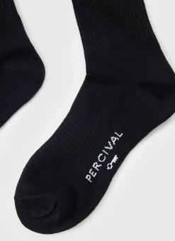 Percival Socks^World Key Embroidered Socks Black